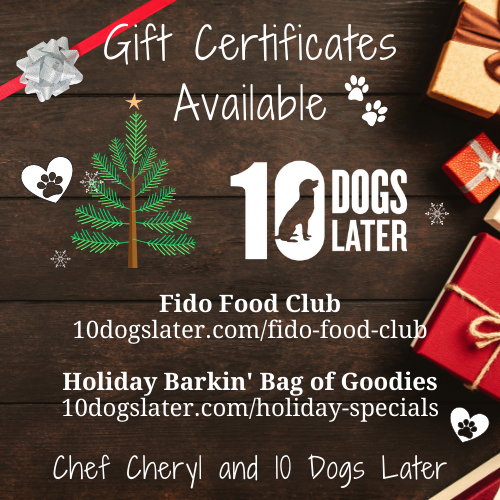 Order gift certificate from Cheryl Bauer and 10 Dogs Later